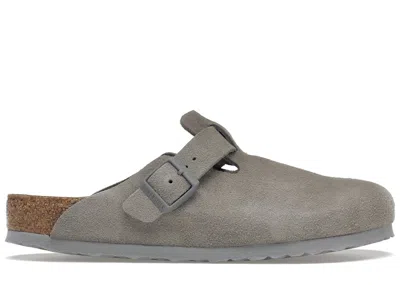 Pre-owned Birkenstock Boston Soft Footbed Suede Sneakers In Stone Coin