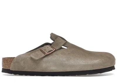 Pre-owned Birkenstock Boston Soft Footbed Suede Sneakers In Taupe In Brown