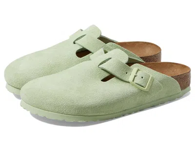 Birkenstock Boston Soft Footbed - Suede Women's Clog/mule Shoes Faded Lime: Eu 42 (us Women's 11-11.5) Narrow In Green