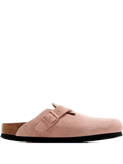 Birkenstock Boston Suede Buckle Clog In Pink