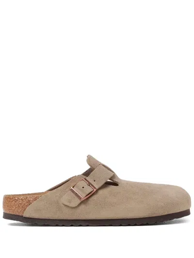Birkenstock Women's Boston Shearling Clog In Taupe Suede/sandcastle At Urban Outfitters In Multi