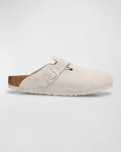 BIRKENSTOCK BOSTON SUEDE BUCKLE SLIDE CLOGS