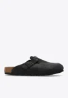 Birkenstock Slip-on Sandals With Cork Sole And Suede Upper In Gray