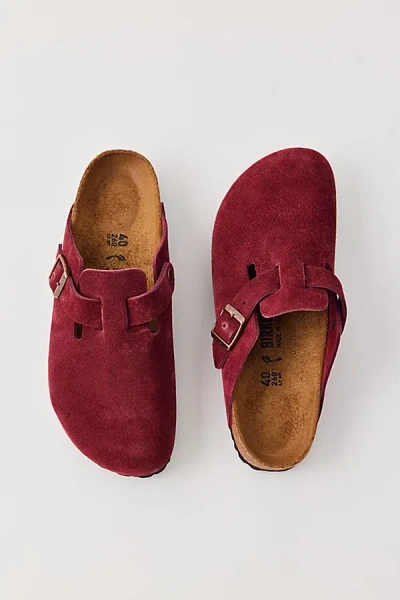 Birkenstock Boston Suede Clog In Zinfandel, Women's At Urban Outfitters