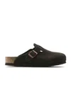 Birkenstock Slip-on Sandals With Cork Sole And Suede Upper In Black