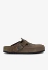 Birkenstock Boston Suede Clogs In Brown