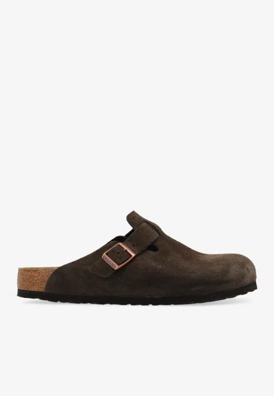 Birkenstock Boston Unisex Suede Mule In Black