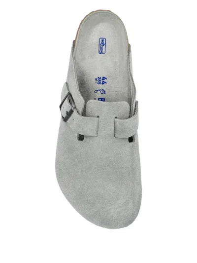 Birkenstock Boston Suede Clogs In Gray