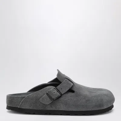 Birkenstock Boston Suede Clogs In Charcoal In Multi