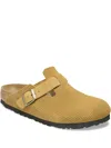 Birkenstock Boston Suede Embossed "corduroy Cork Brown" Mules In Brown