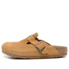 Birkenstock Boston Suede Embossed "corduroy Cork Brown" Mules In Brown