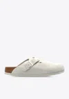 Birkenstock White Boston Shearling Loafers In Cream
