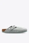 Birkenstock Boston Suede Leather Clogs In Gray