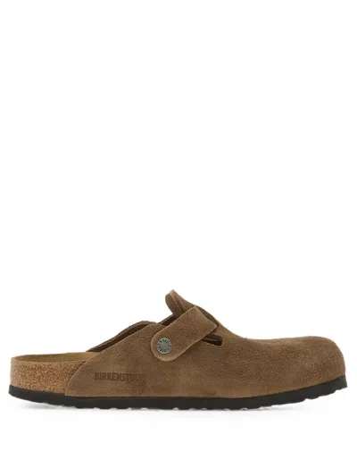 Birkenstock Boston Suede Leather Mules In Brown