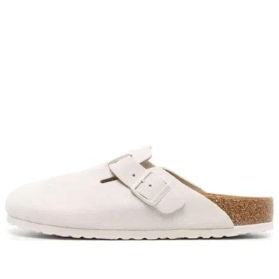 BIRKENSTOCK BIRKENSTOCK BOSTON SUEDE LEATHER NARROW FIT SANDALS 'ANTIQUE WHITE'