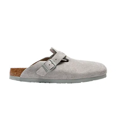 Pre-owned Birkenstock Boston Suede Leather 'pure Sage' | Grey | Men's Size 43 In Gray