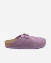 Birkenstock Boston Suede Buckle Mules In Purple
