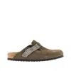 Birkenstock Boston Leve Leather Clogs In Grey