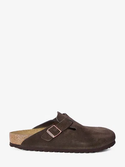 Birkenstock Boston Suede Sliders In Brown