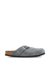 Birkenstock Boston Suede Leather Slippers In Multi