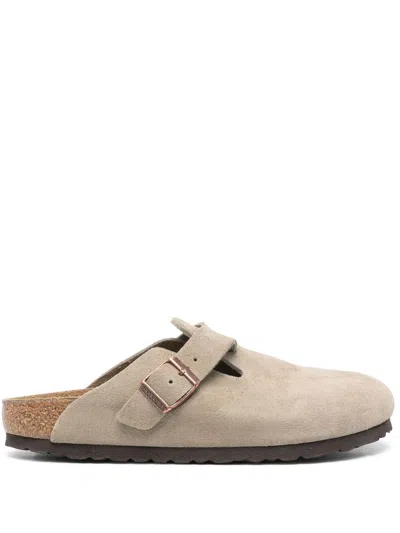 Birkenstock Boston Suede Leather Slippers In Multi