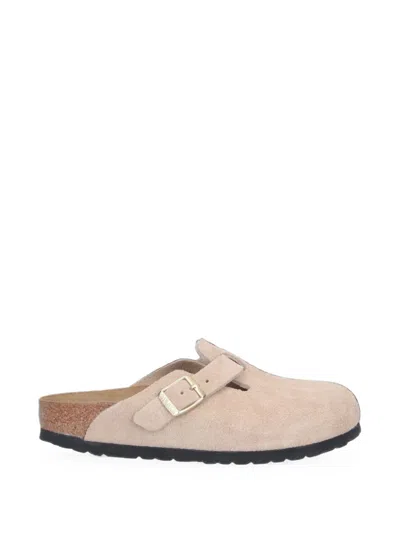 Birkenstock Boston Suede Mules In Pink