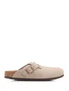 Birkenstock Boston Unisex Suede Mule In Beige