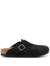 Birkenstock 'boston' Black Slip-on Mules With Buckle In Black