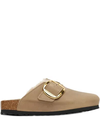 Birkenstock Boston Suede Mules In Brown