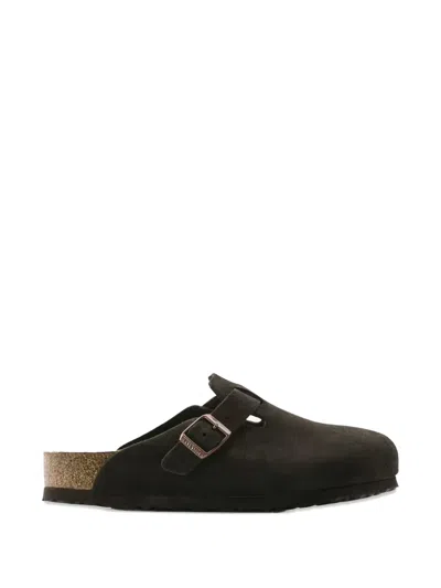 Birkenstock Boston Suede Mules In Brown