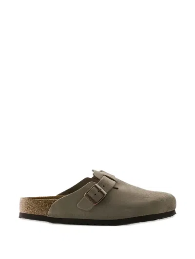 Birkenstock Boston Suede Mules In Brown