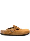 Birkenstock Boston Suede Mules In Brown