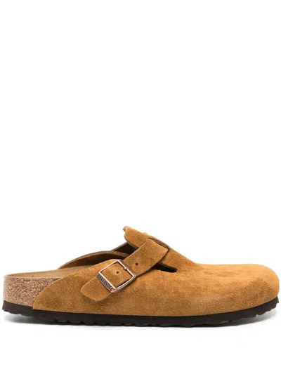 Birkenstock Boston Suede Mules In Brown