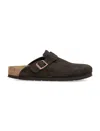 Birkenstock Black Boston Shearling Slippers In Mocca