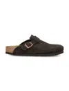 Birkenstock Boston Suede Mules In Mocha