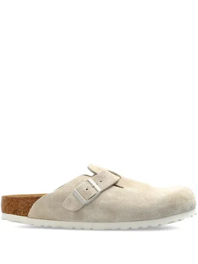 Birkenstock Boston Suede Mules In Neutral