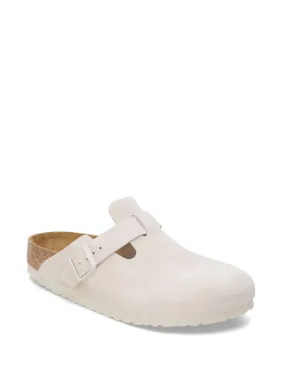 Birkenstock Boston Suede Mules In White