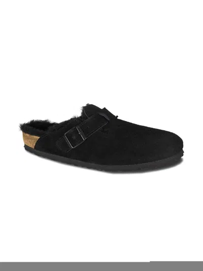 Birkenstock Kids' Boston Suede Slippers In Black