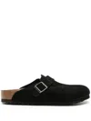 Birkenstock 'boston' Black Slip-on Mules With Buckle In Black