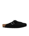 Birkenstock Boston Suede Slippers In Black