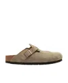 Birkenstock Boston Suede Slippers In Brown