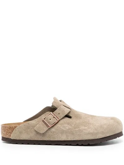 Birkenstock Boston Suede Slippers In Neutral