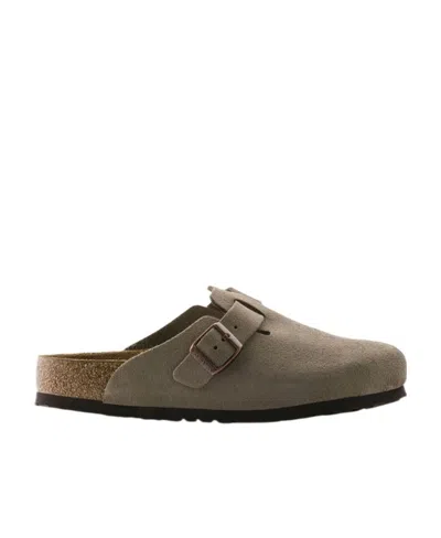 Birkenstock Boston Suede Slippers In Brown