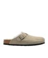 Birkenstock Boston Suede Slippers Flat Sole In Gray