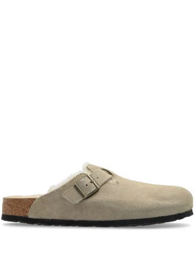 Birkenstock Adjustable Suede Slip-on Sandals In Green