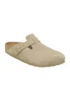 Birkenstock Boston Suede Slippers In Nude