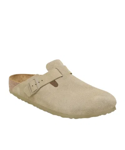 Birkenstock Boston Suede Slippers In Verde