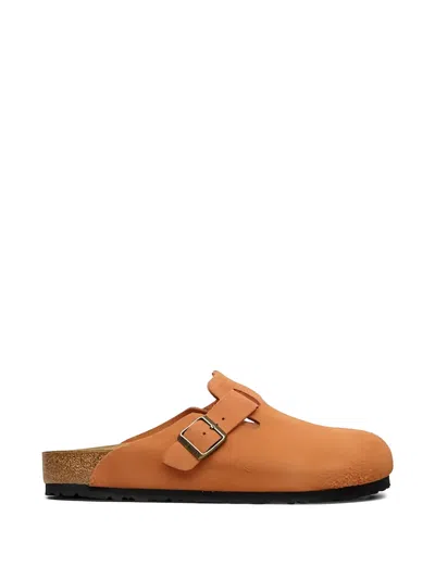 Birkenstock Boston Suede Slippers In Orange