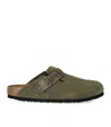 Birkenstock Mens Thyme Suede Boston Logo-embossed Suede Clogs In Green