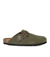 Birkenstock Mens Thyme Suede Boston Logo-embossed Suede Clogs In Green